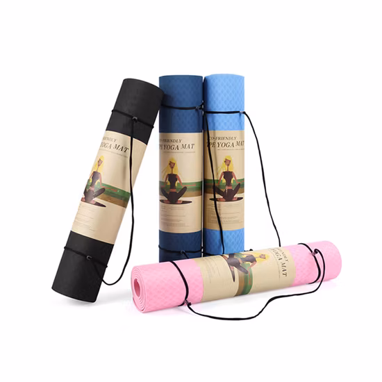 Wholesale TPE Yoga Mats with Free Straps, Non Slip Exercise Gym 6mm Thick Pad, Customized Logo Solid Color Carpet Pilates Fitness, Best Pads for Play Balance