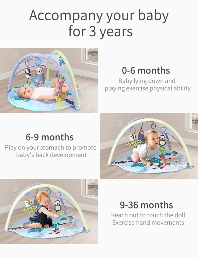 Toddlers Activity Play Gym Mat Early Educational Toy Music and Light Function Soft Baby Gym with 20 Sea Balls Baby Play Mats